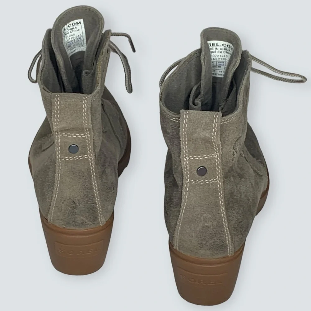 Sorel Wedges in Taupe Suede with Gum Soles